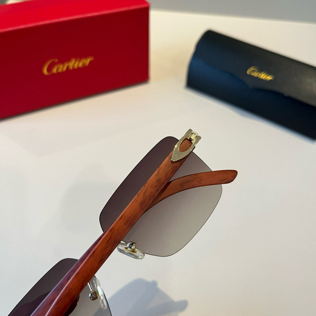 Cartier Lightweight Metal Rimless Brown Lens Sunglasses for Men & Wom - 465761 - detail image 8