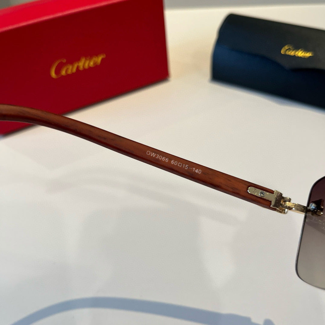 Cartier Lightweight Metal Rimless Brown Lens Sunglasses for Men & Wom - 465761 - detail image 6