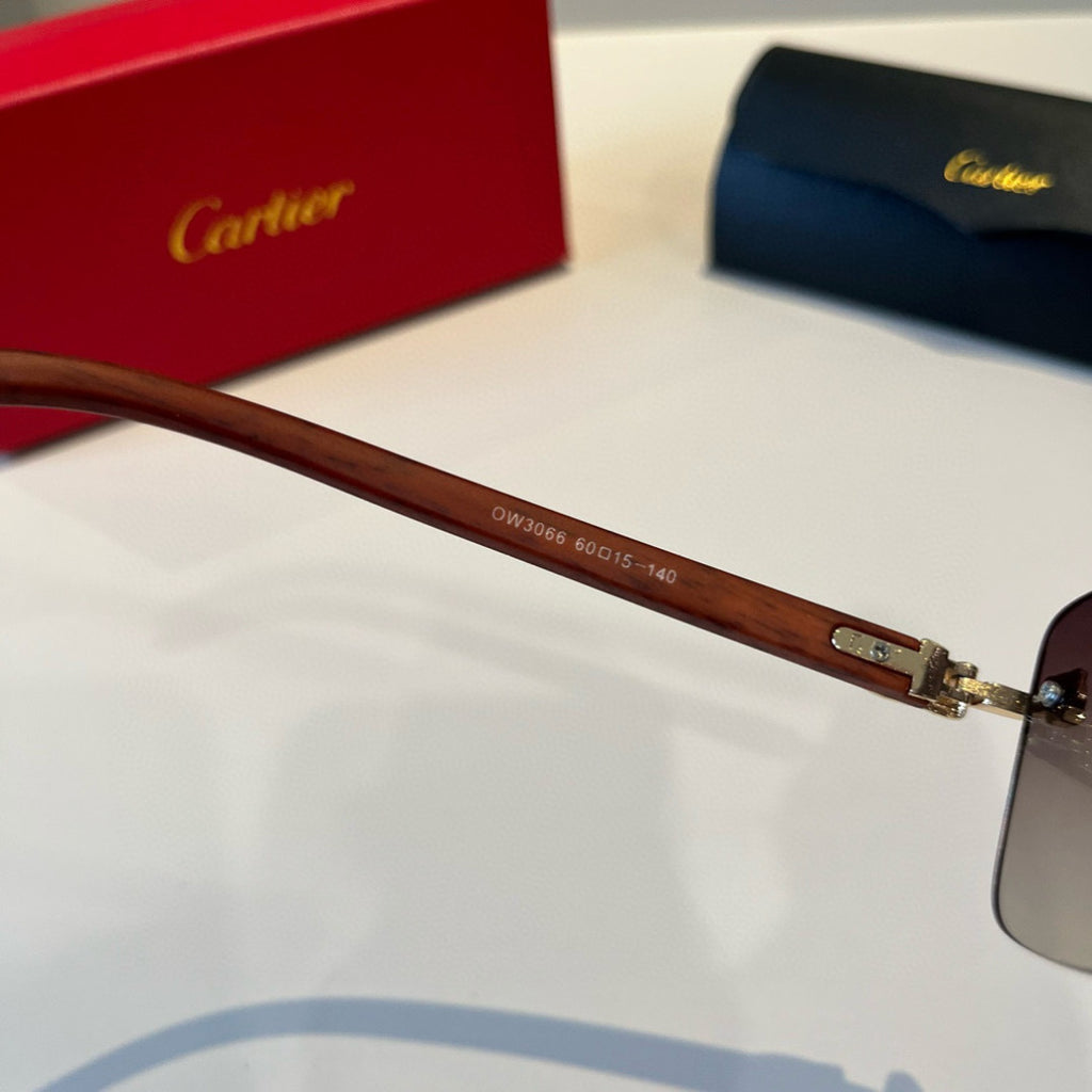 Cartier Lightweight Metal Rimless Brown Lens Sunglasses for Men & Wom - 432203 - detail image 6
