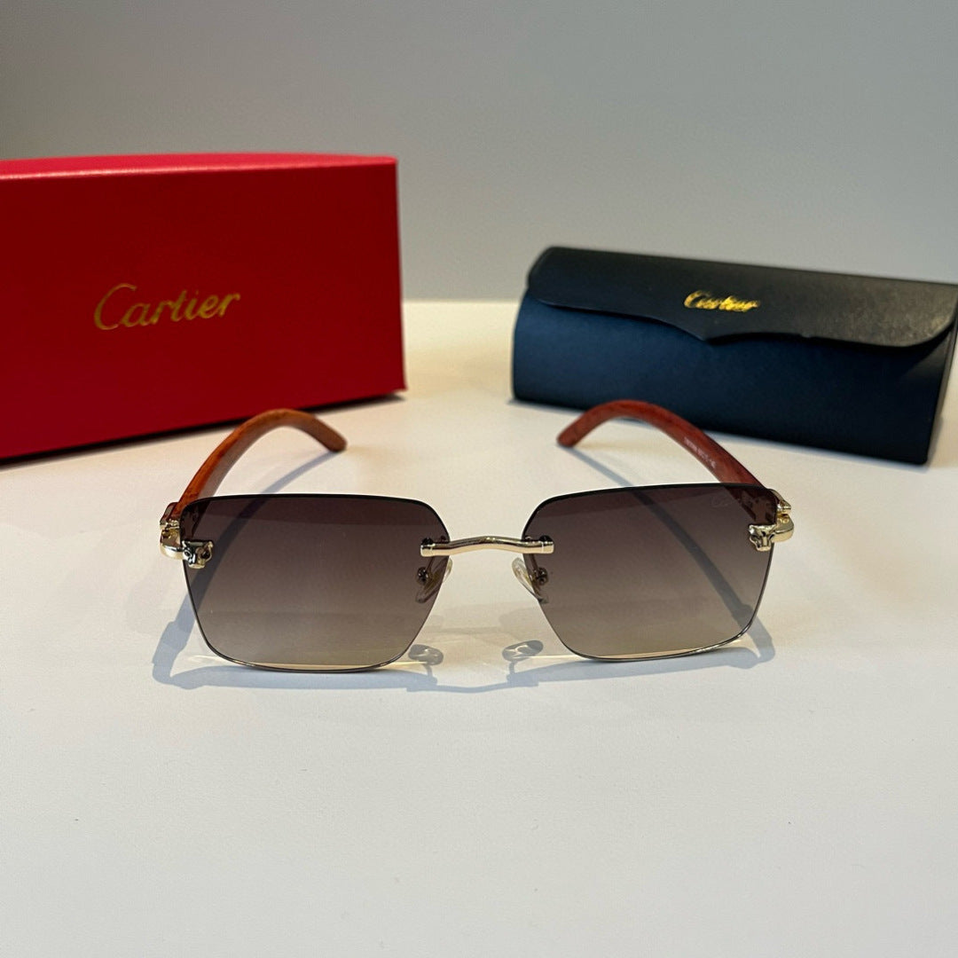 Cartier Lightweight Metal Rimless Brown Lens Sunglasses for Men & Wom - 465761 - detail image 2