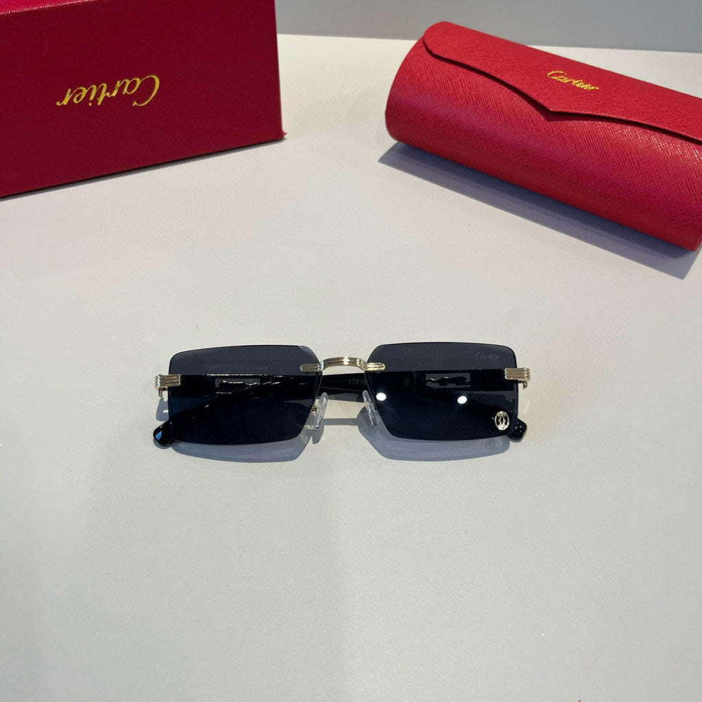 Cartier Lightweight Metal Rimless Black Lens Sunglasses for Men & Wom - 432204 - detail image 6