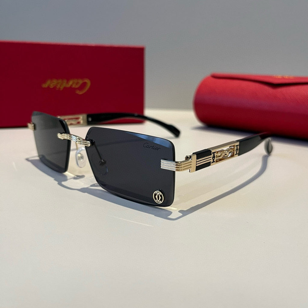 Cartier Lightweight Metal Rimless Black Lens Sunglasses for Men & Wom - 465762 - detail image 3