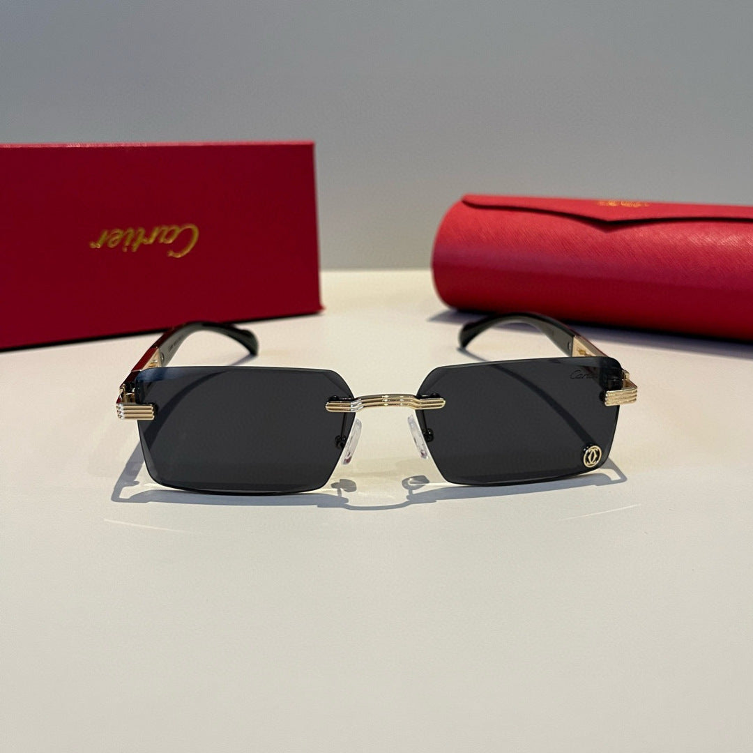 Cartier Lightweight Metal Rimless Black Lens Sunglasses for Men & Wom - 432204 - detail image 2