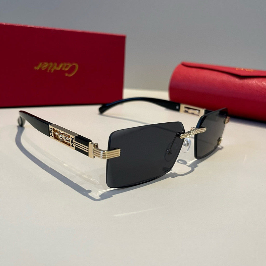 Cartier Lightweight Metal Rimless Black Lens Sunglasses for Men & Wom - 465762