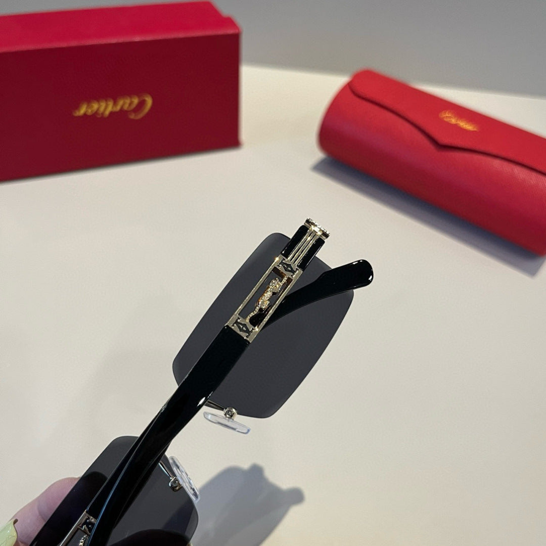 Cartier Lightweight Metal Rimless Black Lens Sunglasses for Men & Wom - 465762 - detail image 7