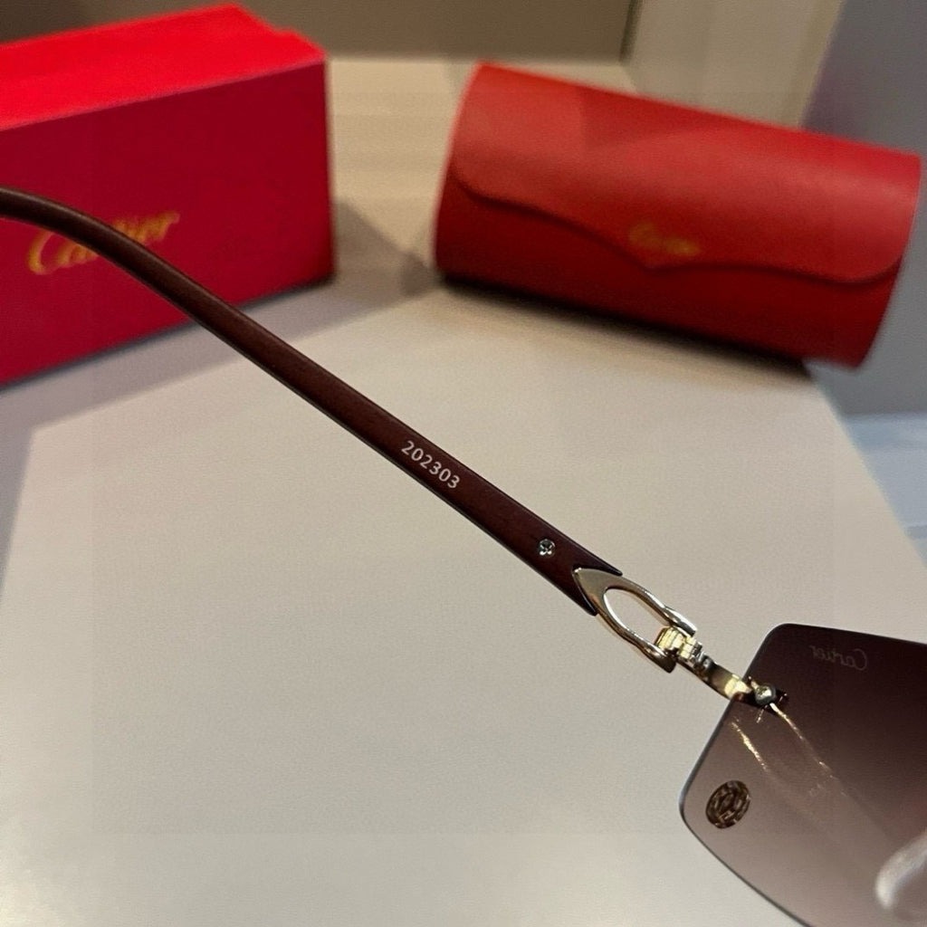Cartier Lightweight Metal Rimless Brown Lens Sunglasses for Men & Wom - 432207 - detail image 9