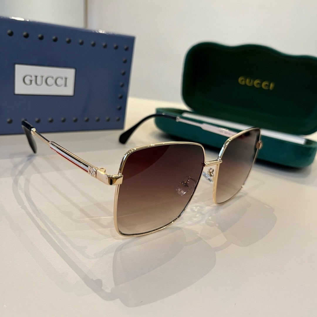 Gucci Metal Aviator Brown Lens Sunglasses for Men & Women - 464971