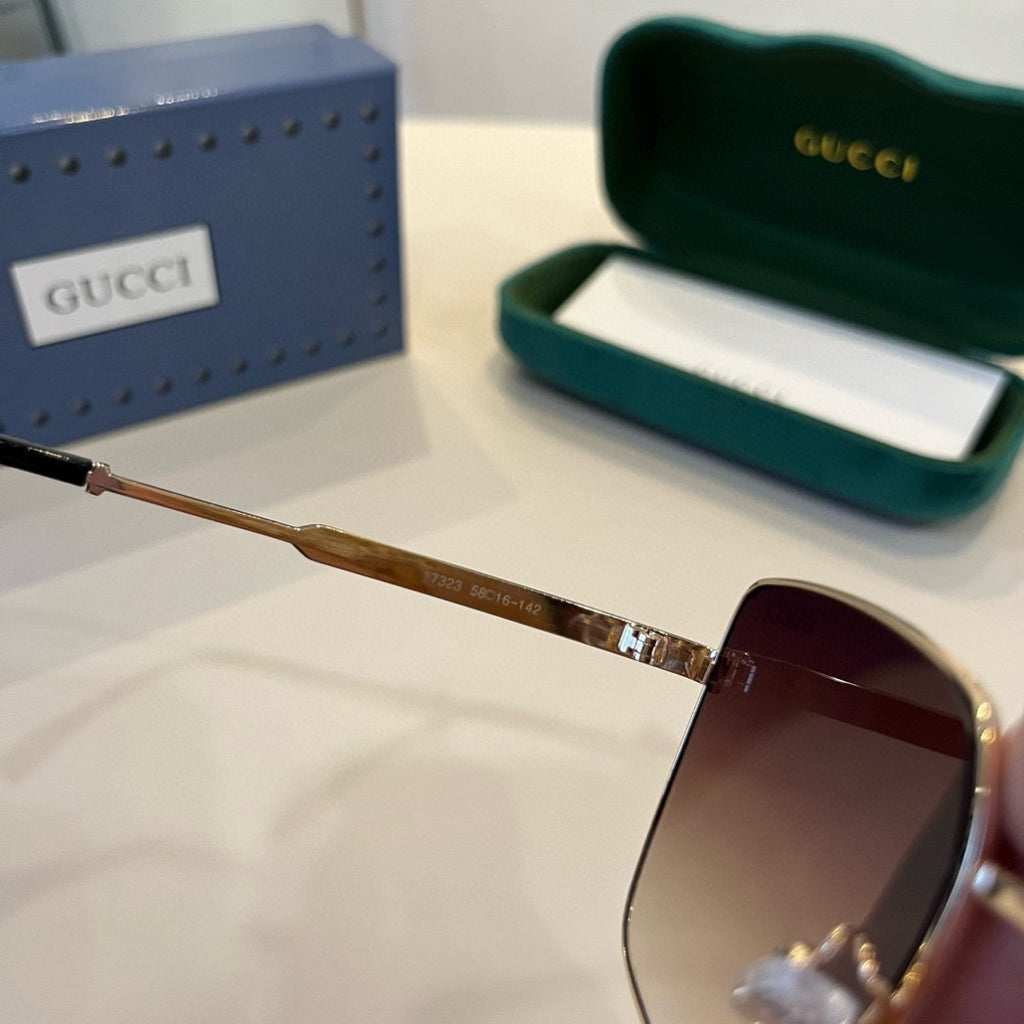 Gucci Metal Aviator Brown Lens Sunglasses for Men & Women - 464971 - detail image 10
