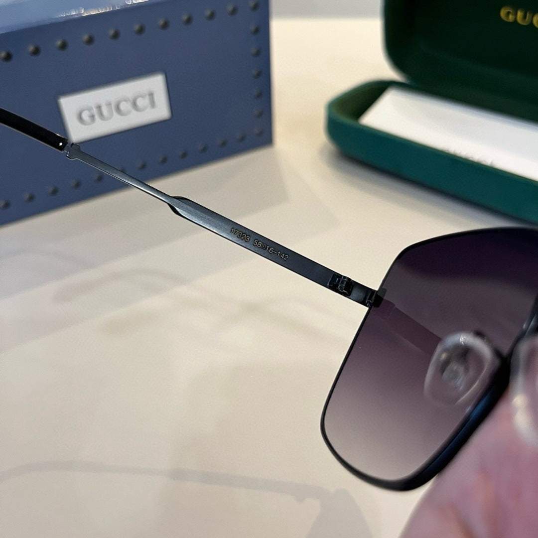 Gucci Metal Aviator Black Lens Sunglasses for Men & Women - 464972 - detail image 8