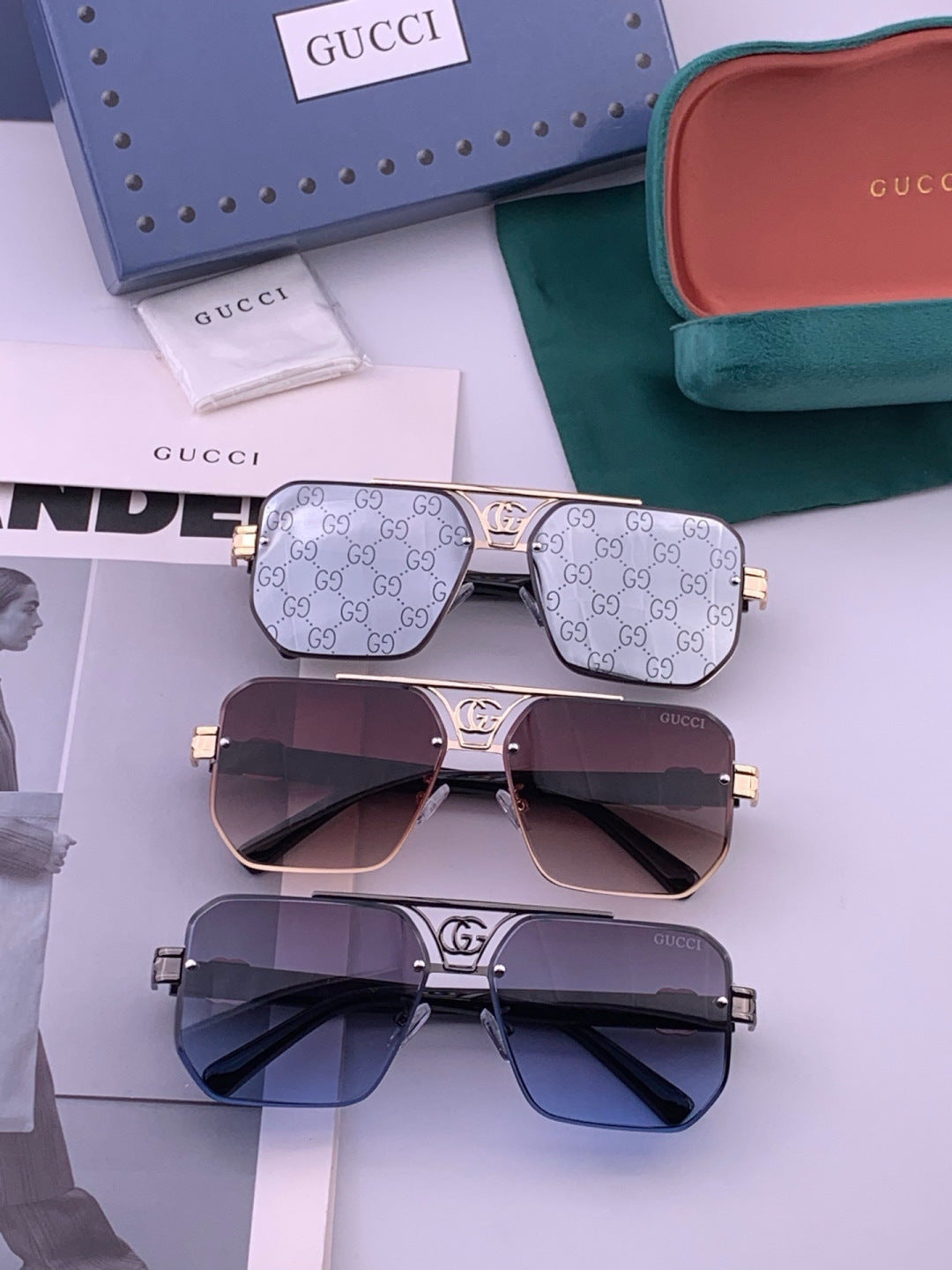 Gucci G21746 Aviator Black Lens Sunglasses for Men & Women - 431442 - detail image 8