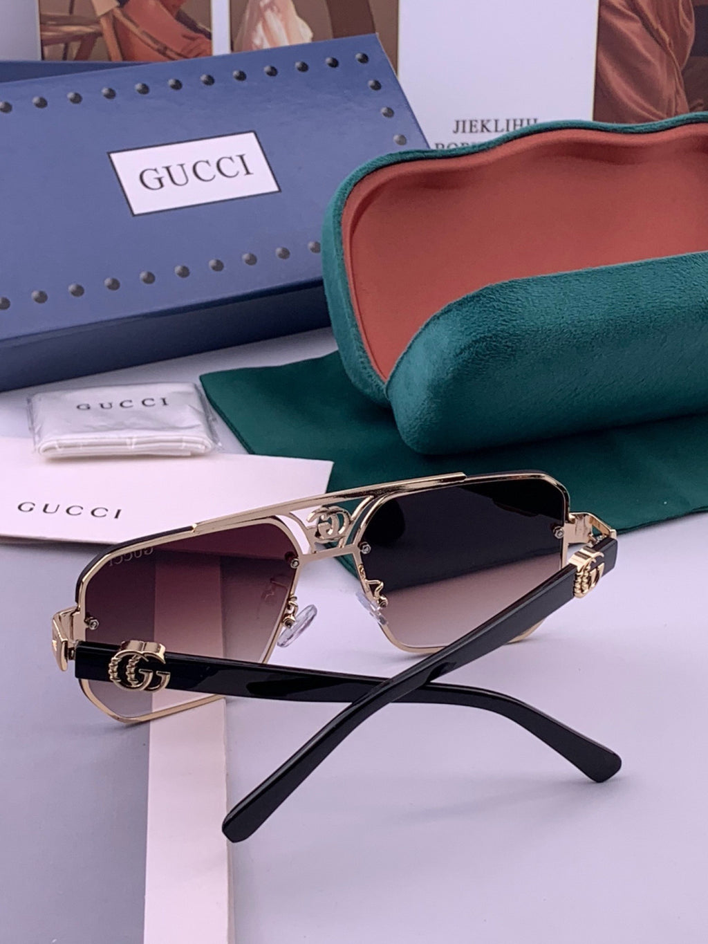 Gucci G21746 Aviator Black Lens Sunglasses for Men & Women - 431442 - detail image 6
