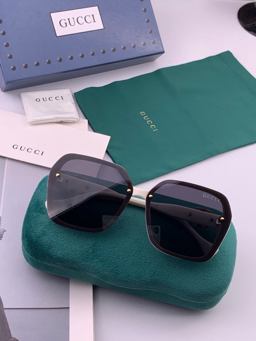 Gucci G0772 Polarized Square Gold Lens Sunglasses for Women - 431445 - detail image 7