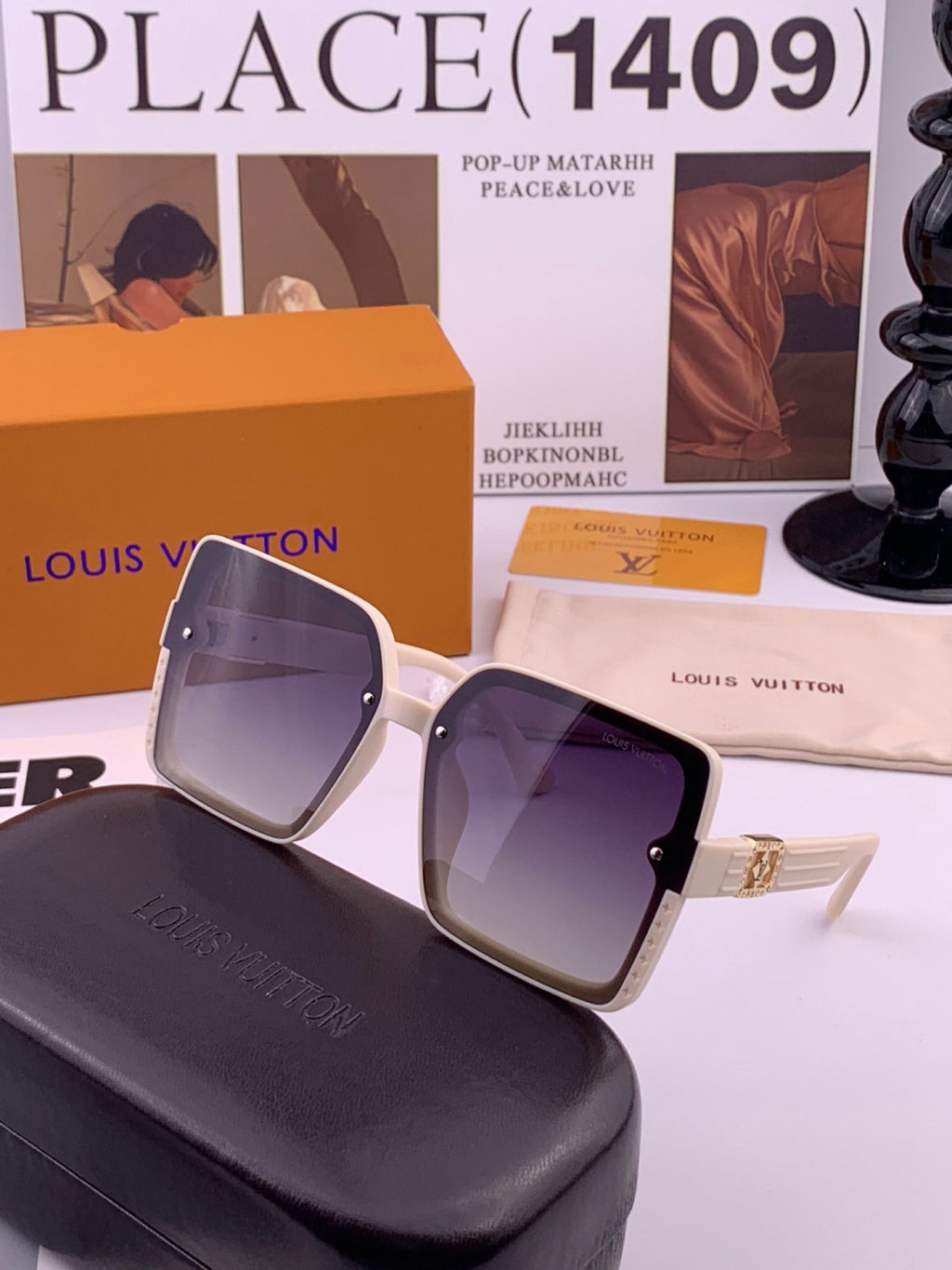 Louis Vuitton L1845 Polarized Square Black Lens Sunglasses for Men & - 431291 - detail image 4
