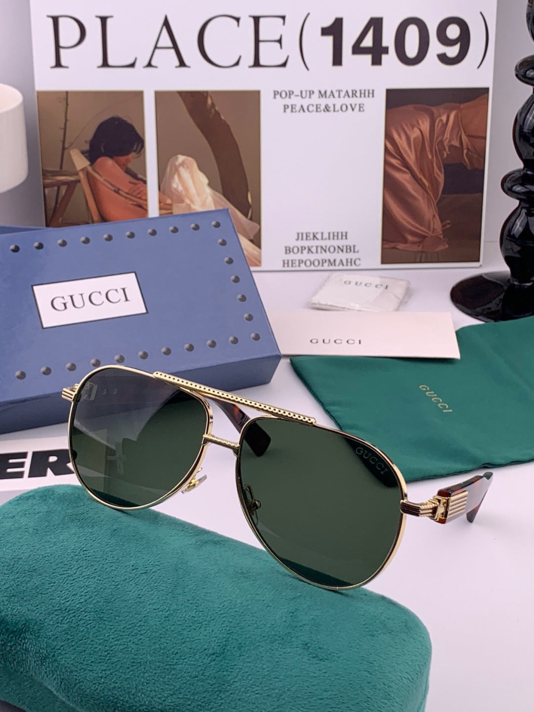 Gucci G08893 Aviator Black Lens Sunglasses for Men & Women - 431450 - detail image 3