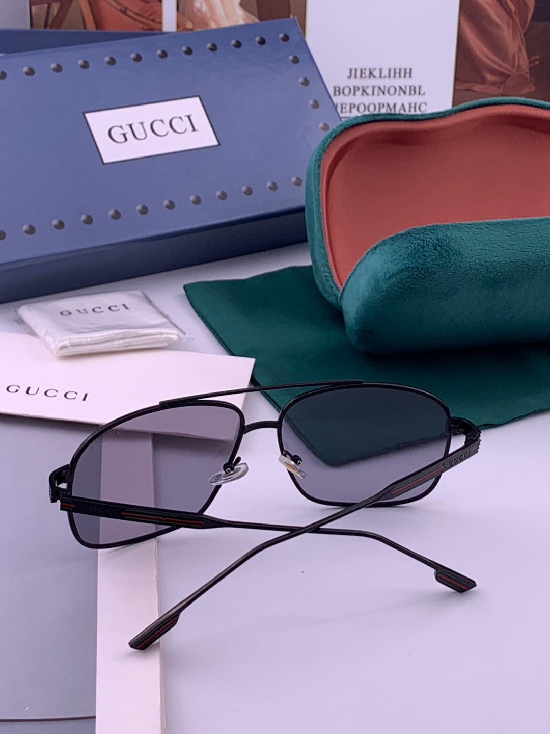 Gucci G0113 Aviator Gold Lens Sunglasses for Men & Women - 431455 - detail image 4