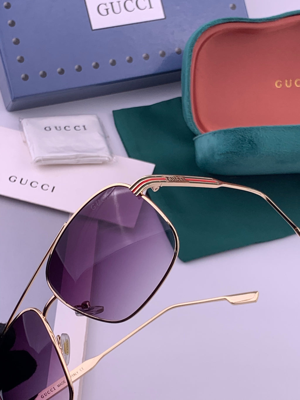 Gucci G0113 Aviator Gold Lens Sunglasses for Men & Women - detail image 3