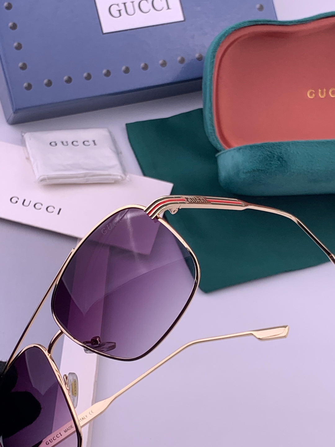 Gucci G0113 Aviator Gold Lens Sunglasses for Men & Women - detail image 3
