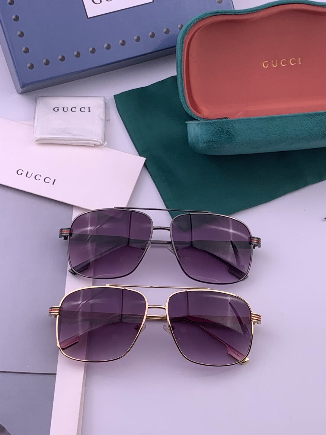Gucci G0113 Aviator Gold Lens Sunglasses for Men & Women - detail image 7