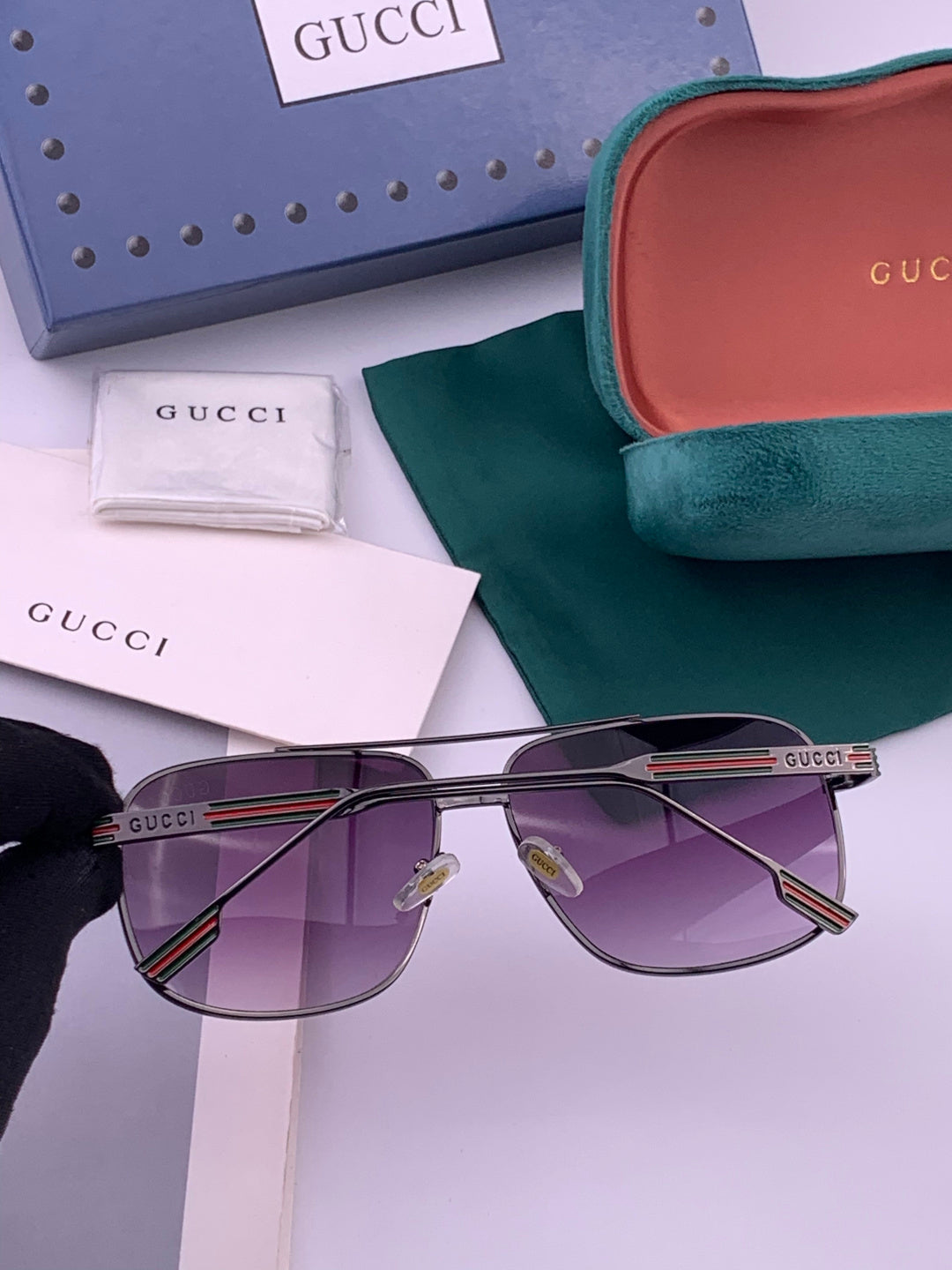 Gucci G0113 Aviator Silver Lens Sunglasses for Men & Women - detail image 5