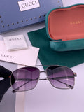 Gucci G0113 Aviator Silver Lens Sunglasses for Men & Women