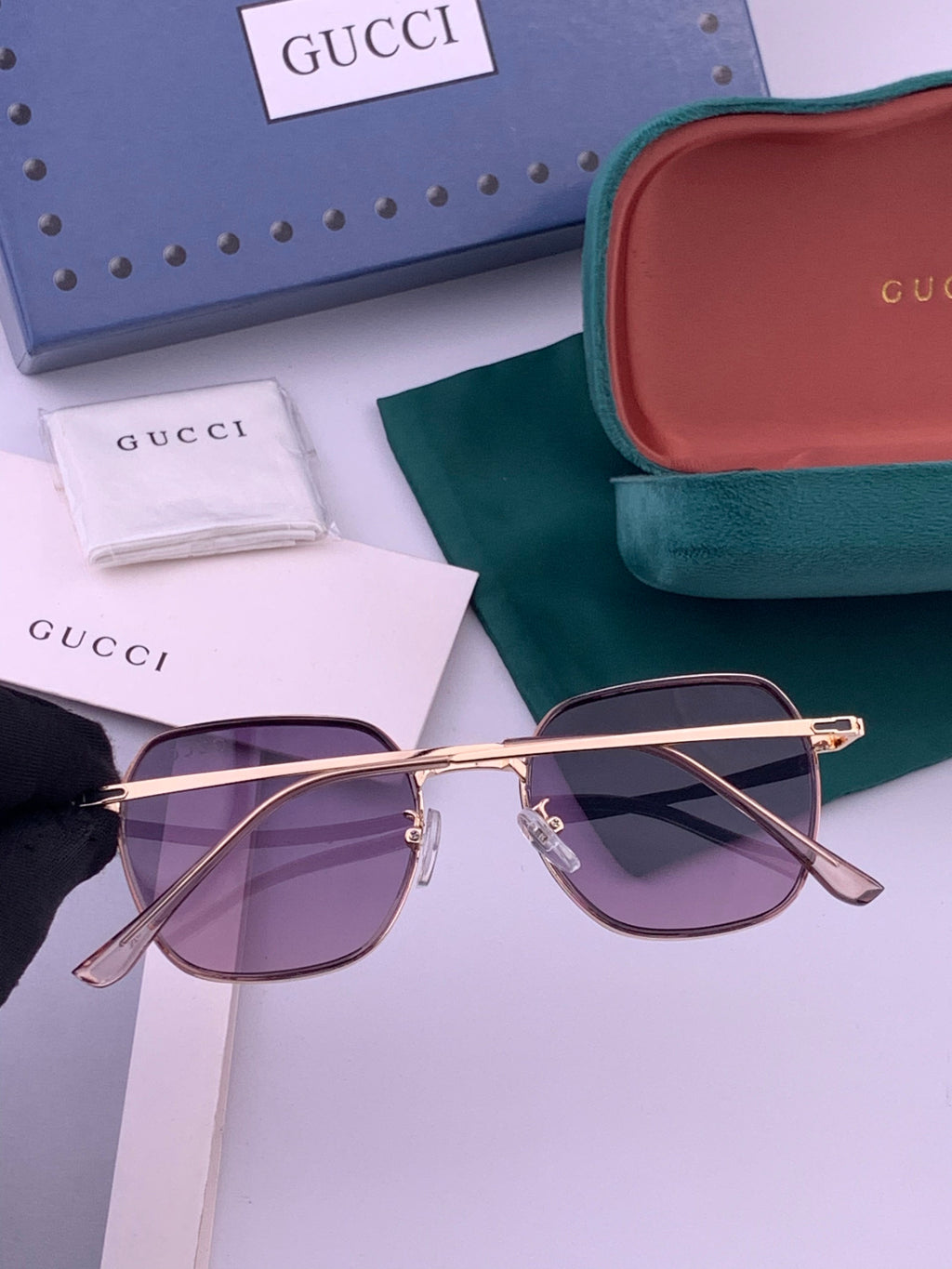 Gucci G1220 Polarized Round Gold Lens Sunglasses for Women - detail image 4