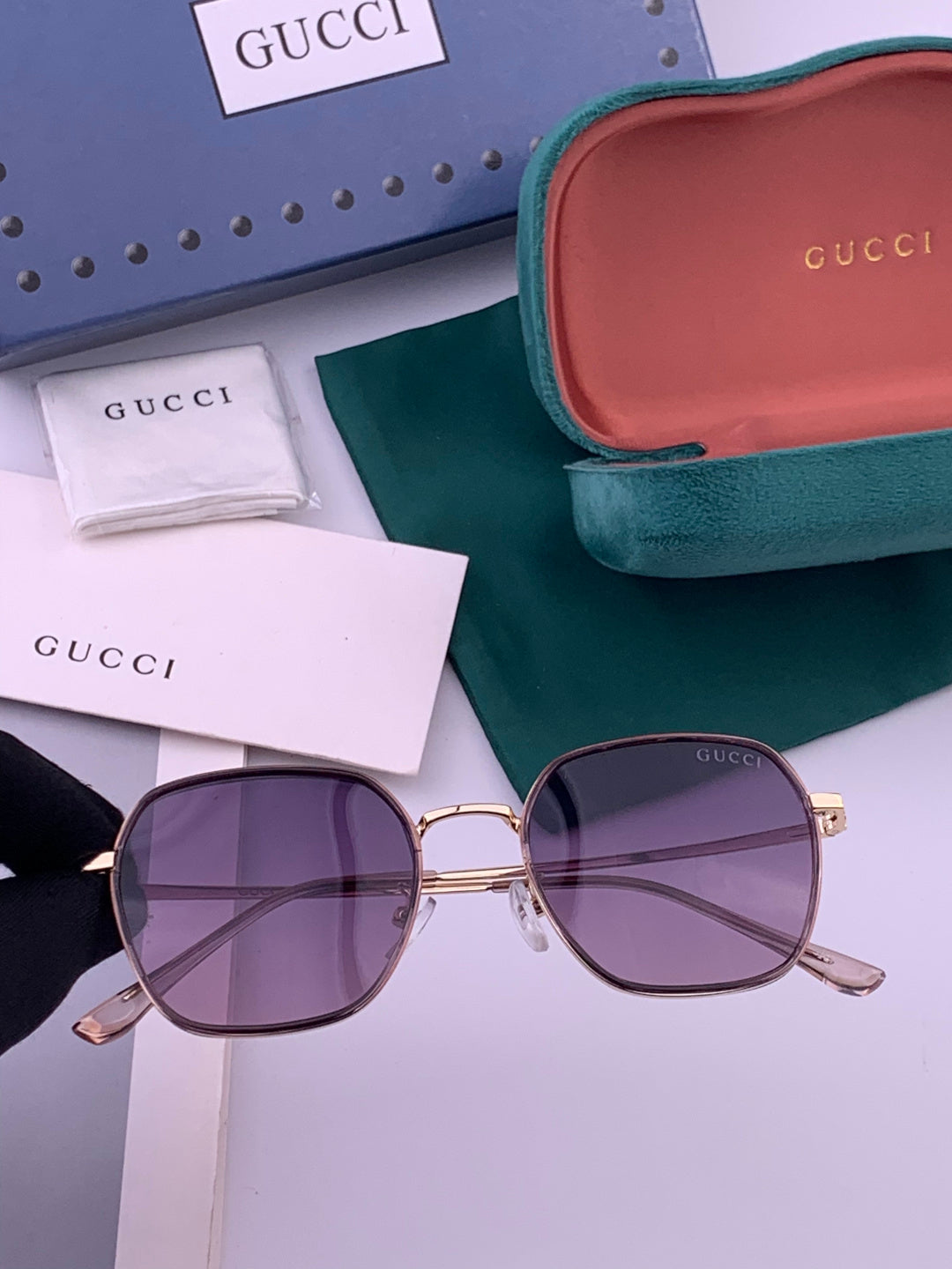 Gucci G1220 Polarized Round Gold Lens Sunglasses for Women
