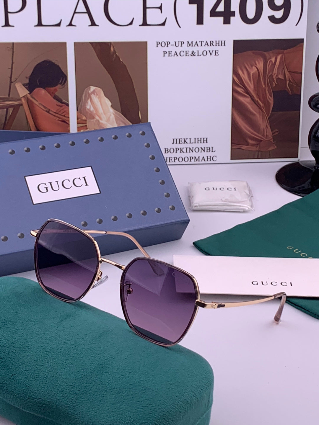 Gucci G1220 Polarized Round Gold Lens Sunglasses for Women - detail image 2