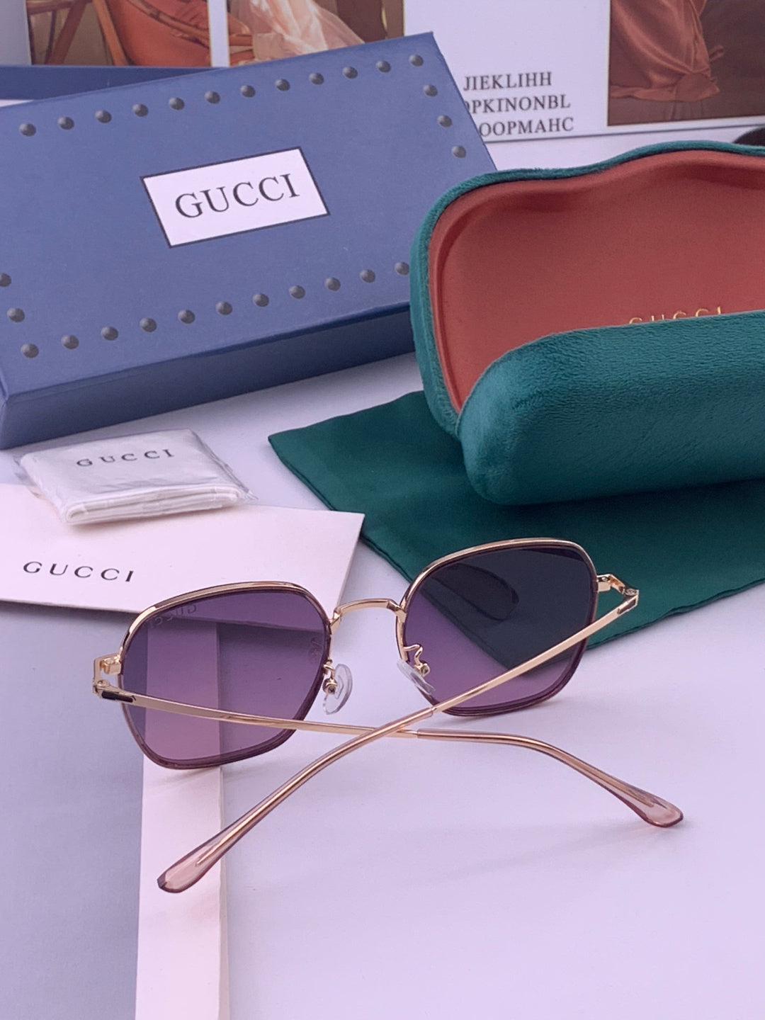 Gucci G1220 Polarized Round Gold Lens Sunglasses for Women - detail image 6