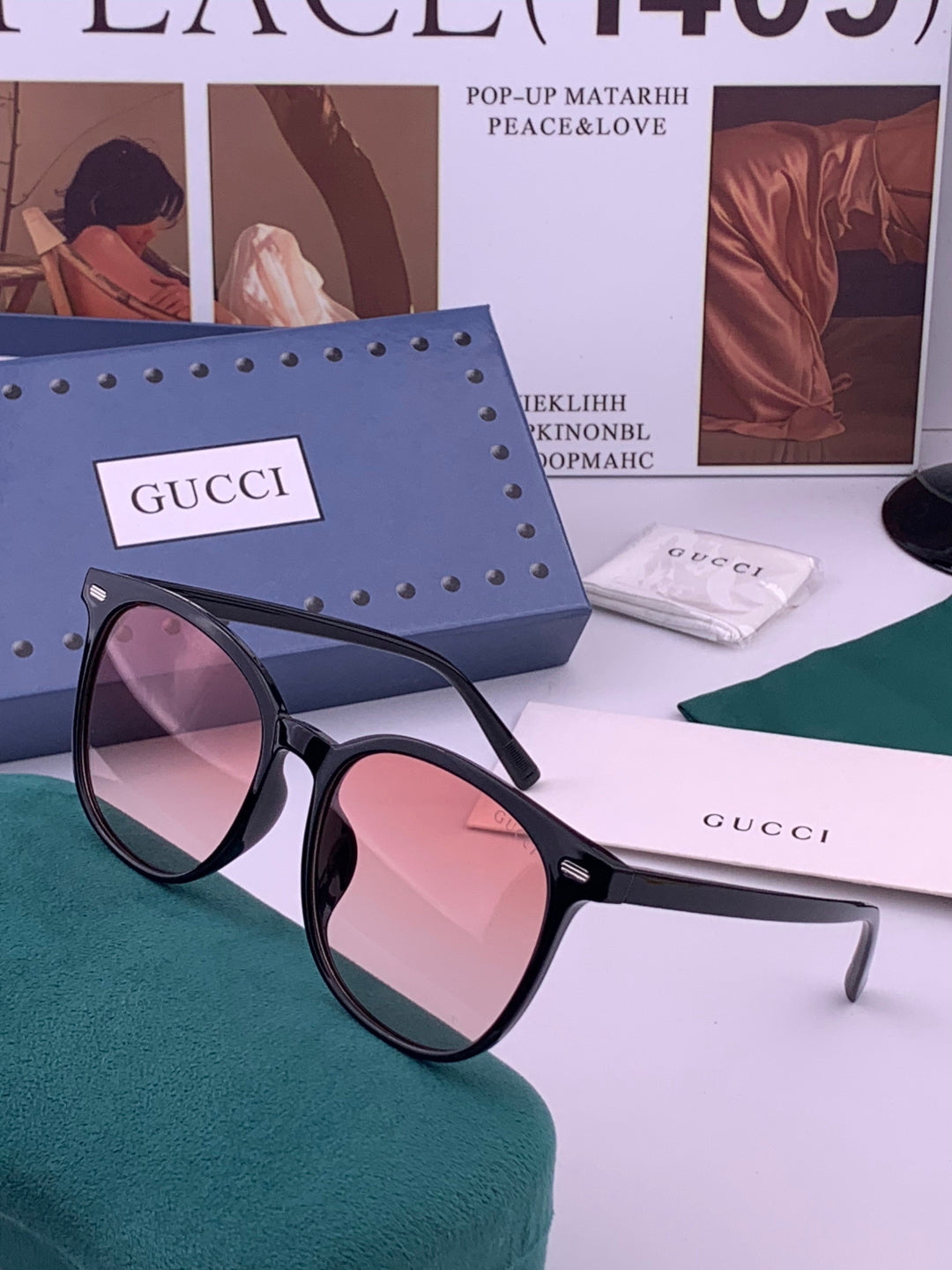 Gucci G9369 Polarized Round Black Lens Sunglasses for Men & Women - detail image 2
