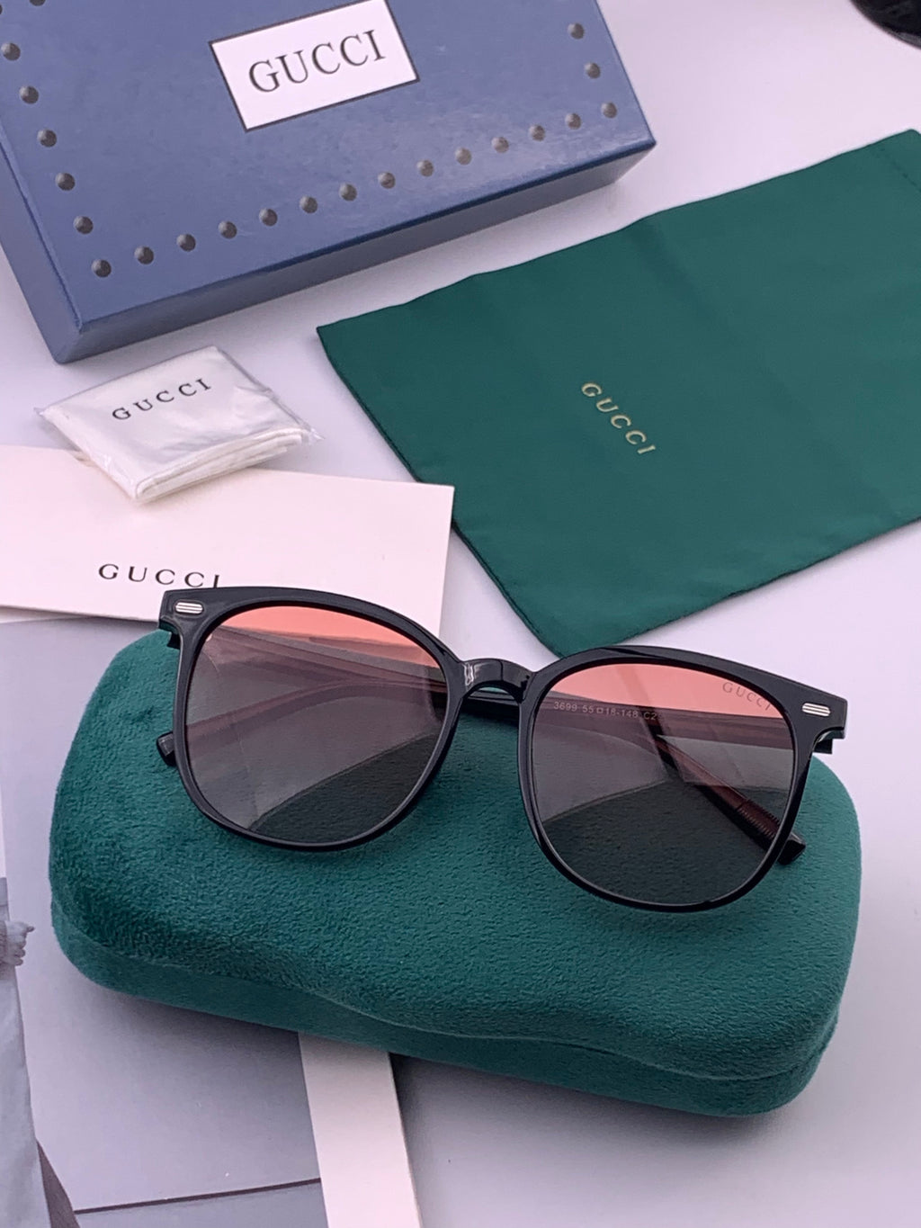Gucci G9369 Polarized Round Black Lens Sunglasses for Men & Women - detail image 6