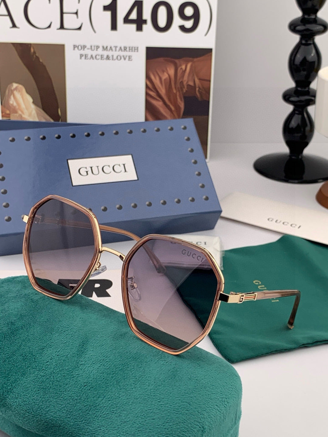 Gucci G6032 Metal Fashion Black Lens Sunglasses for Men & Women - detail image 2
