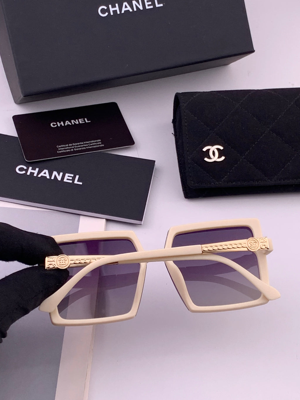 Chanel CH6711 Polarized Square Gold Lens Sunglasses for Women - 431610 - detail image 4
