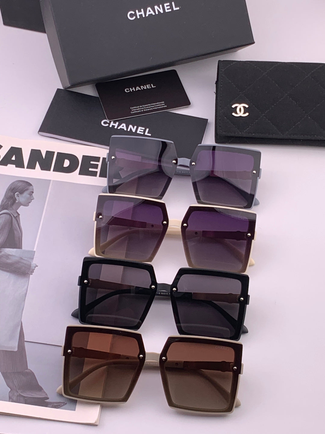 Chanel CH6711 Polarized Square Gold Lens Sunglasses for Women - 431610 - detail image 6