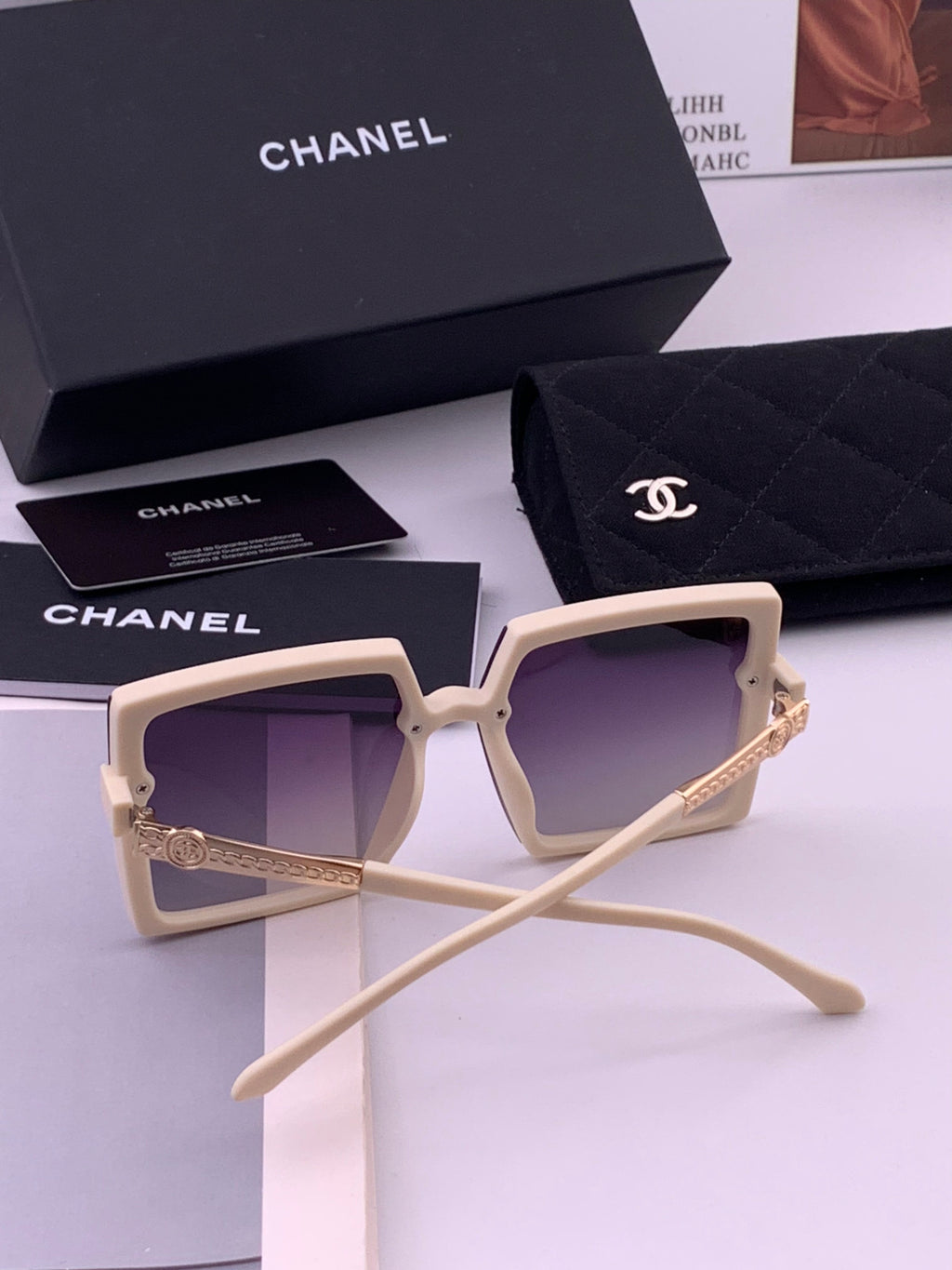 Chanel CH6711 Polarized Square Gold Lens Sunglasses for Women - 431610 - detail image 5