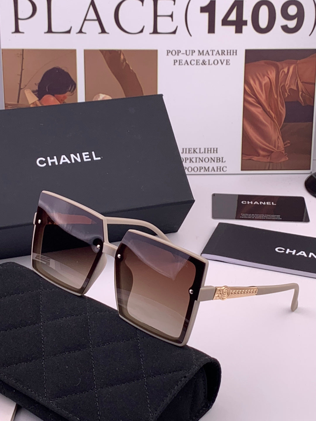 Chanel CH6711 Polarized Square Gold Lens Sunglasses for Women - 431611 - detail image 2
