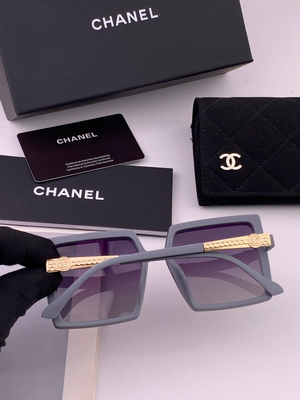 Chanel CH6711 Polarized Square Gold Lens Sunglasses for Women - 431612 - detail image 5