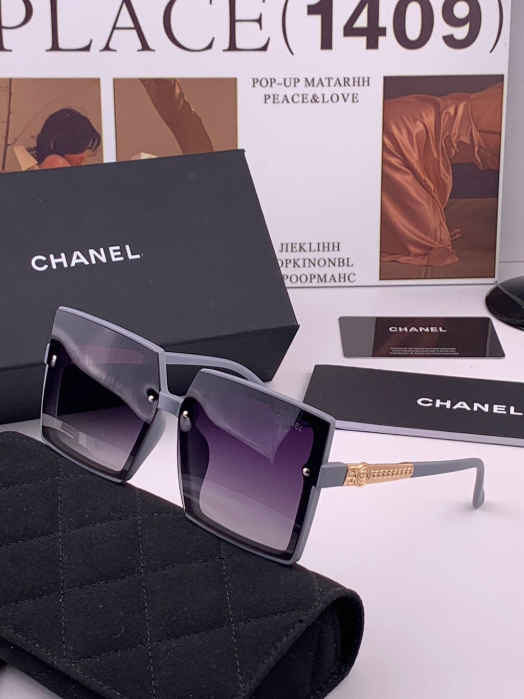 Chanel CH6711 Polarized Square Gold Lens Sunglasses for Women - 431612 - detail image 2