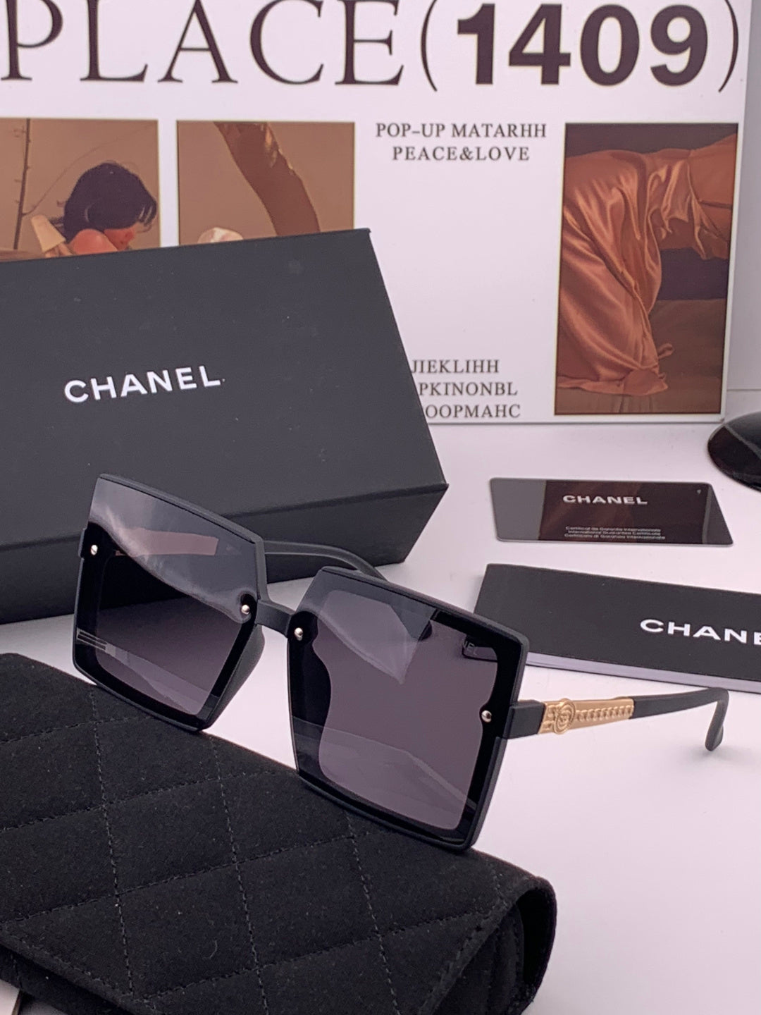 Chanel CH6711 Polarized Square Gold Lens Sunglasses for Women - 431613 - detail image 2
