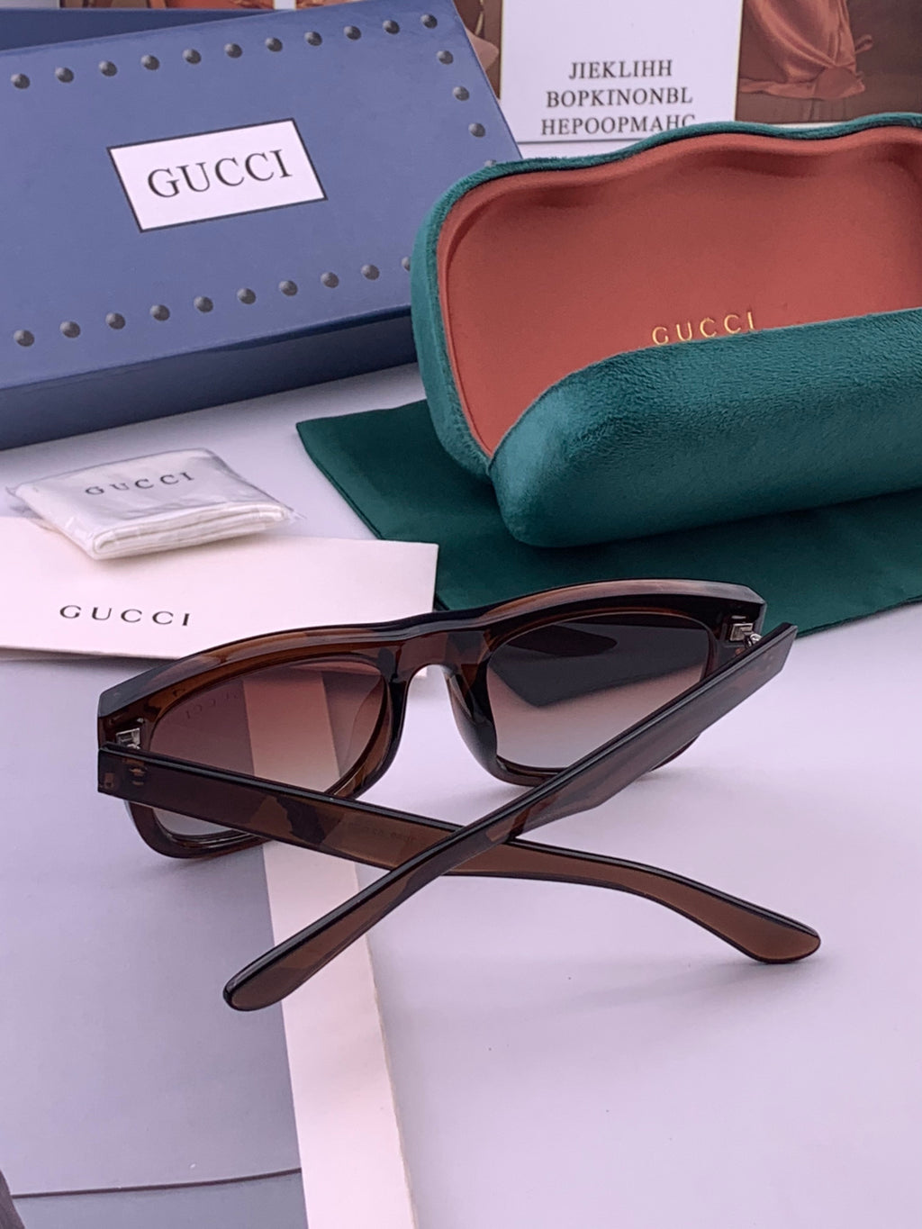 Gucci G9108 Polarized Square Black Lens Sunglasses for Men & Women - detail image 4