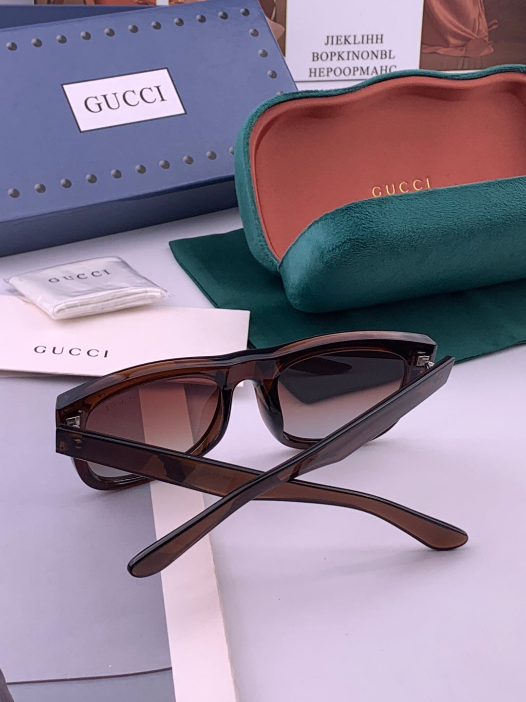 Gucci G9108 Polarized Square Black Lens Sunglasses for Men & Women - detail image 4
