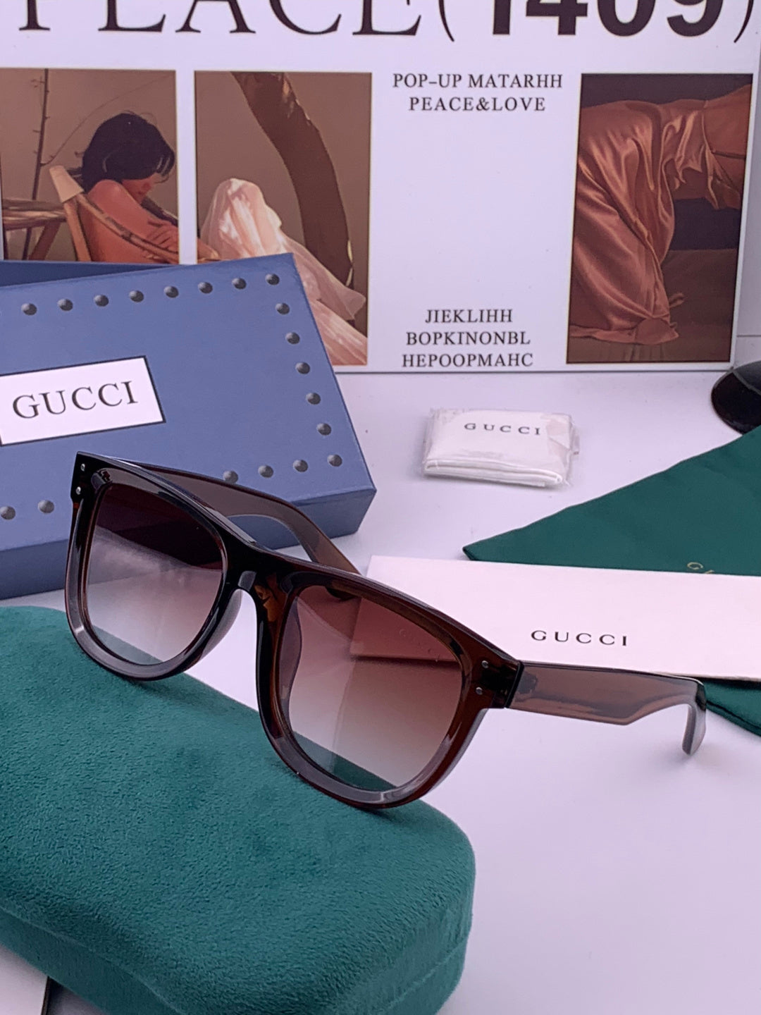 Gucci G9108 Polarized Square Black Lens Sunglasses for Men & Women