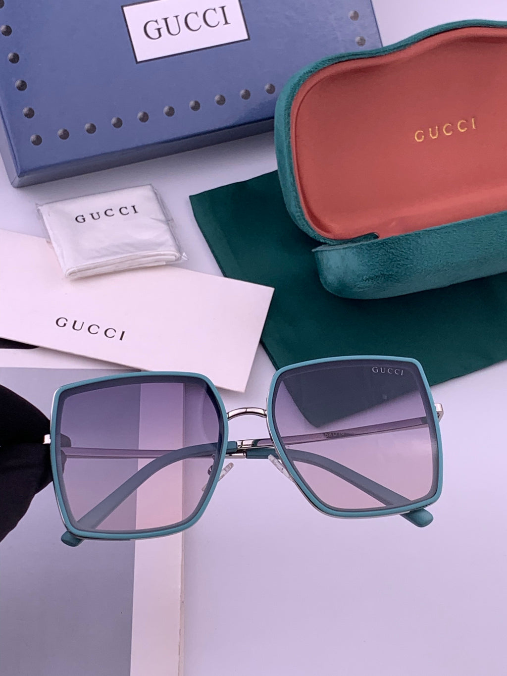 Gucci G0798 Polarized Square Black Lens Sunglasses for Women - 431431