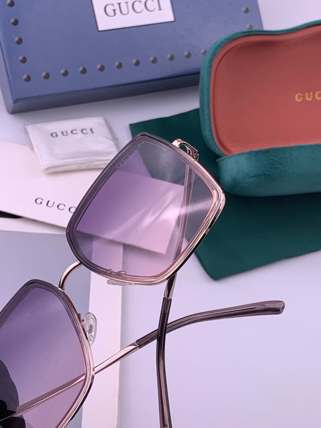 Gucci G0798 Polarized Square Black Lens Sunglasses for Women - detail image 4