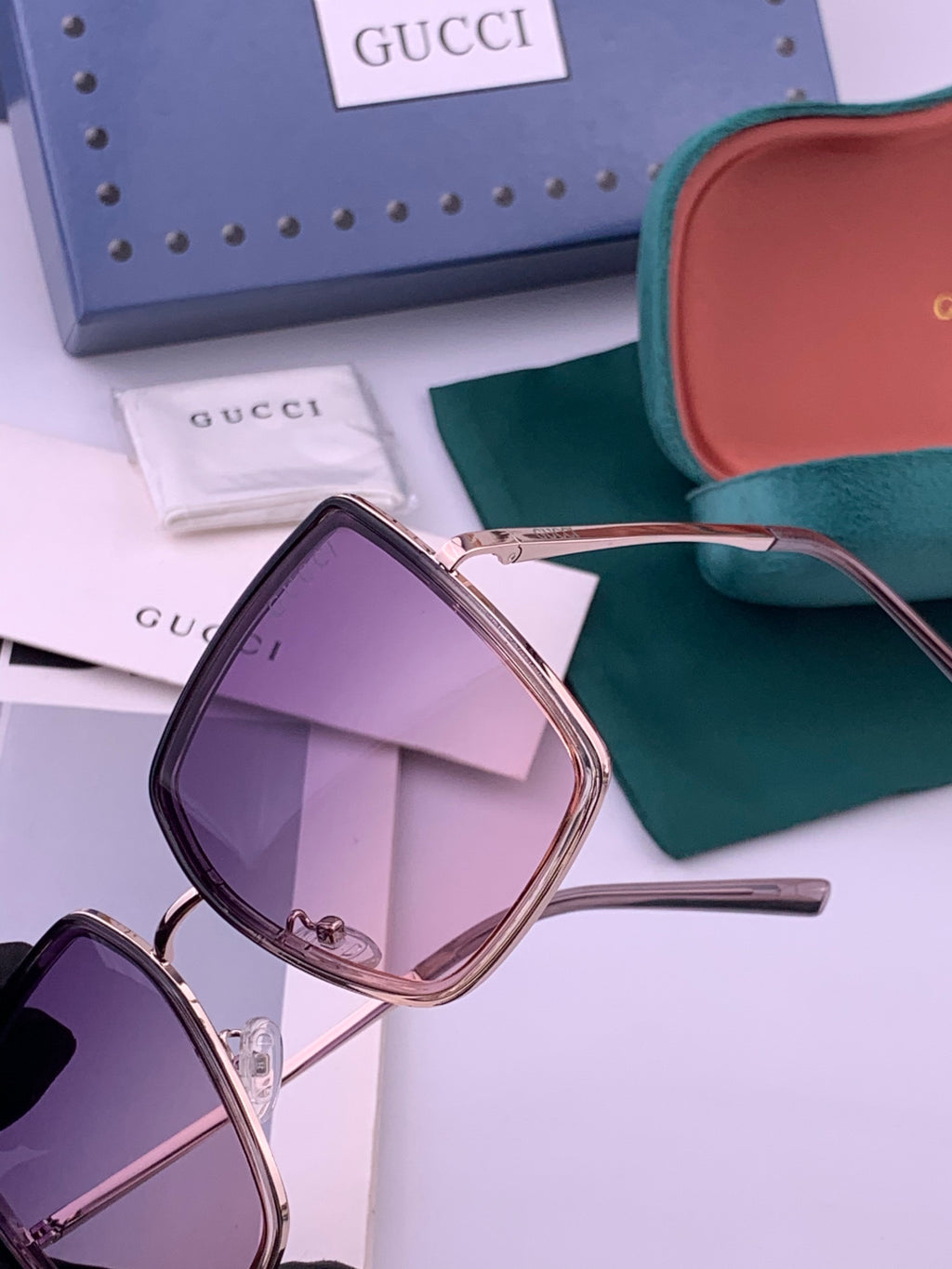 Gucci G0798 Polarized Square Black Lens Sunglasses for Women - detail image 3
