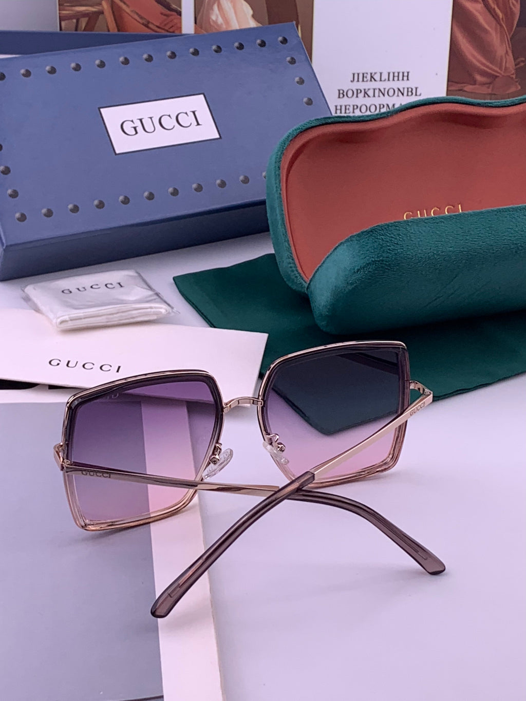 Gucci G0798 Polarized Square Black Lens Sunglasses for Women - detail image 6