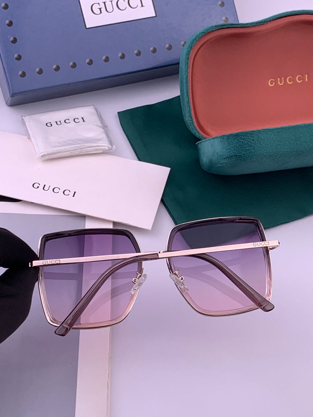 Gucci G0798 Polarized Square Black Lens Sunglasses for Women - detail image 7