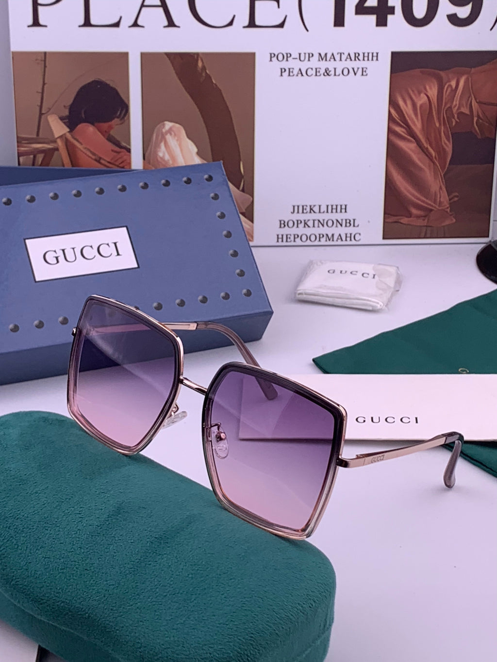 Gucci G0798 Polarized Square Black Lens Sunglasses for Women - detail image 2