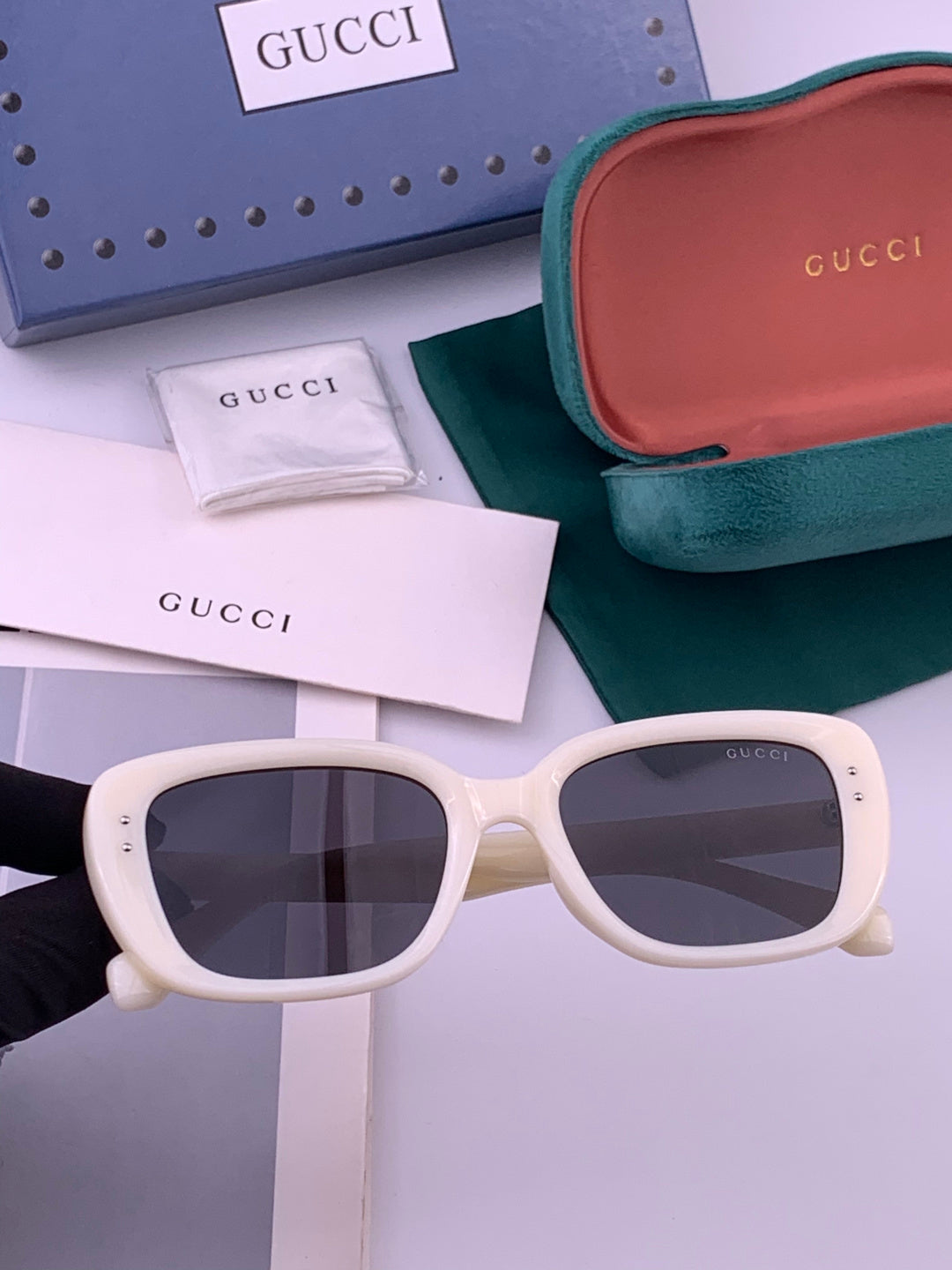 Gucci G5906 Polarized Square Black Lens Sunglasses for Men & Women