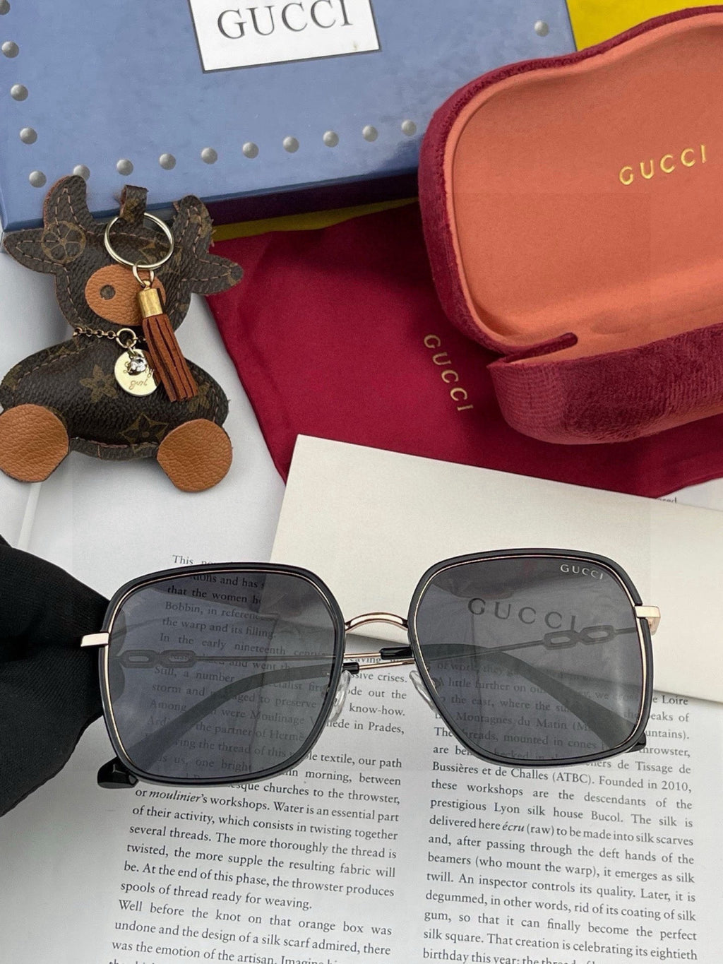 Gucci G1377 Polarized Round Red Lens Sunglasses for Men & Women