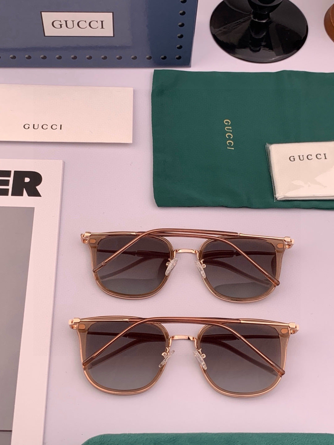 Gucci G6241 Polarized Square Black Lens Sunglasses for Men & Women - detail image 7